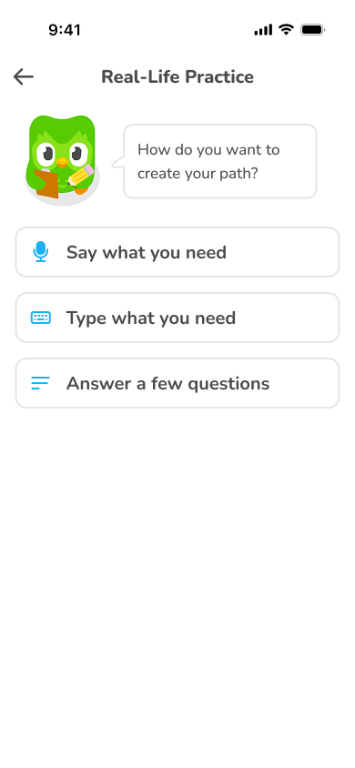 Selection of voice, text or guided input