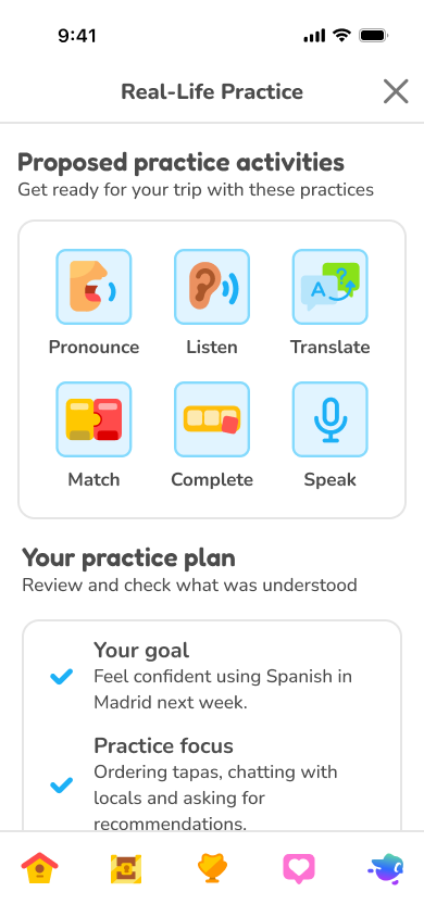 AI summary and proposed practice activities